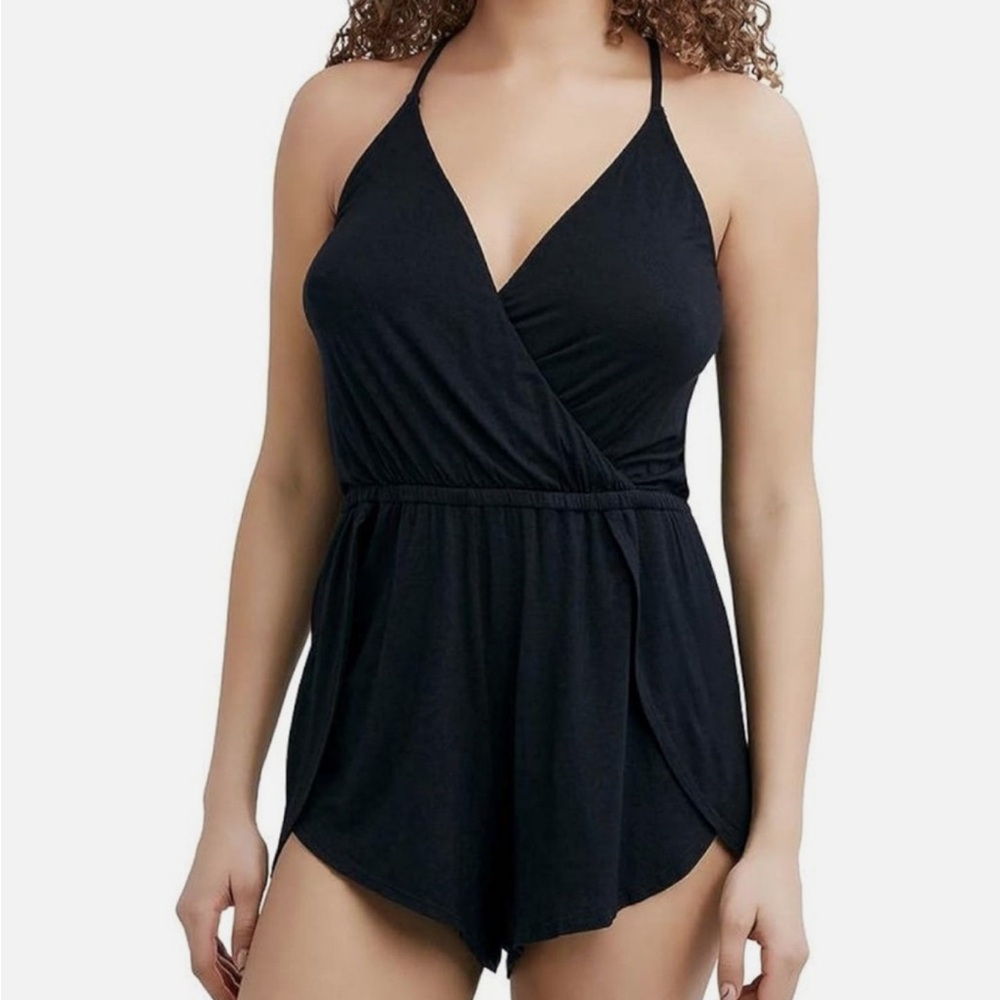 BCBGeneration Black Swim Coverup Romper Size Small